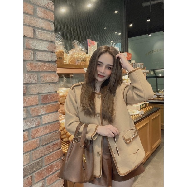 Áo dạ màu nâu siêu tây  , hàng 2 lớp