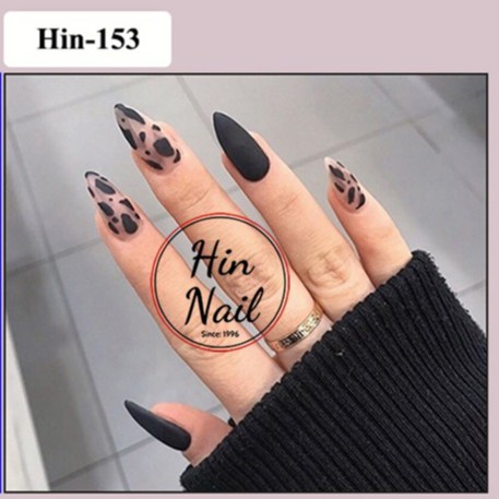 nail box 24 móng giả nhọn dài kèm keo Hin Nail đen nhám cá tính