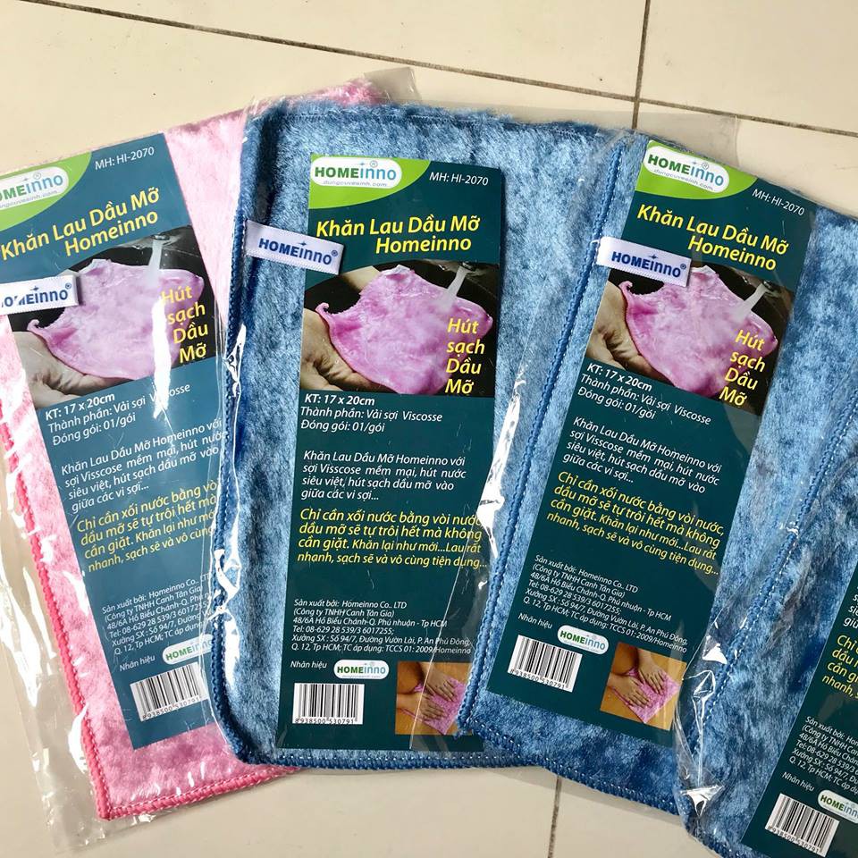 Combo Bộ 3 Khăn Lau Dầu Mỡ Nhà Bếp Homeinno
