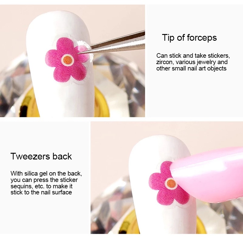 1 Nhíp Hai Đầu Silicone Đính Đá Trang Trí Móng Tay 3D DIY