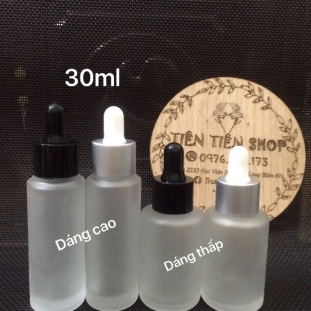 Chai thủy tinh mờ 30ml vai vuông đầu bóp