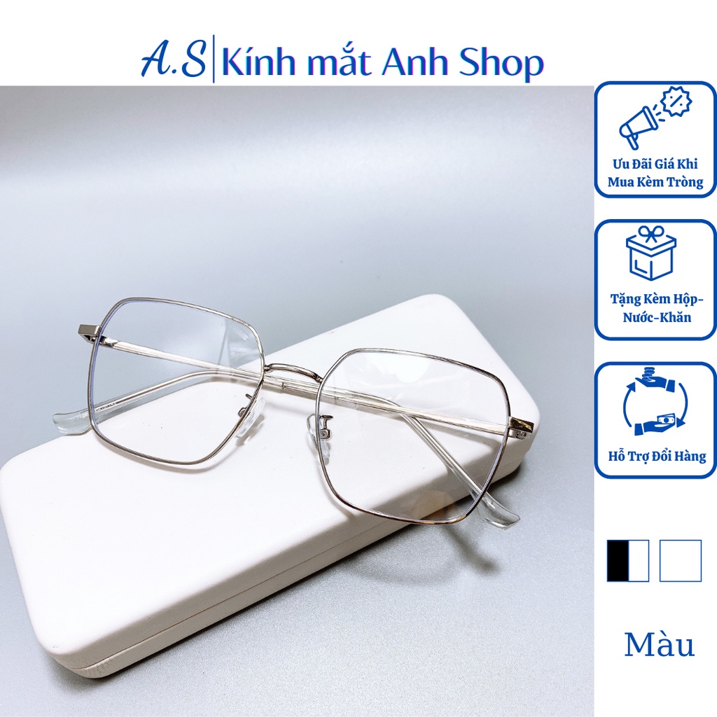 Kính giả cận kim loại thời trang kiểu vuông to thiết kệ to cá tính nhiều màu sắc 72567