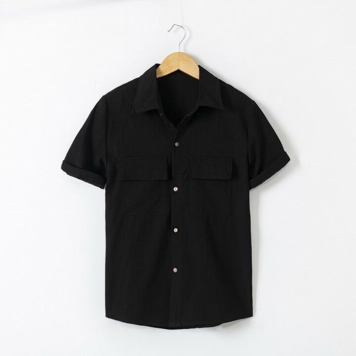 Áo đũi nam cộc tay, áo sơ mi đũi nam cộc tay cao cấp cổ bẻ chất đũi mát mẻ Y2 | BigBuy360 - bigbuy360.vn