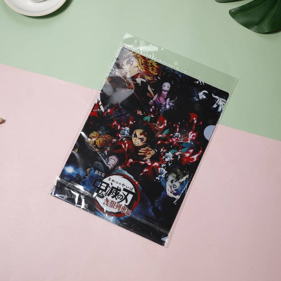 Bìa lá A4/ F4 Plus Anime Demon Slayer Kimetsu no Yaiba Kamado Tanjirou Nezuko A4 Filing Production Folder Multi-Function Into Mezzanine File A4 Document File Folder School Office Kids stationery gifts