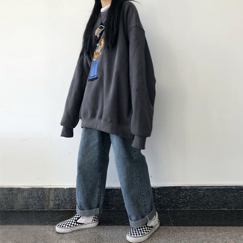 Áo sweater nỉ bông vừa hình thêuu 🐻