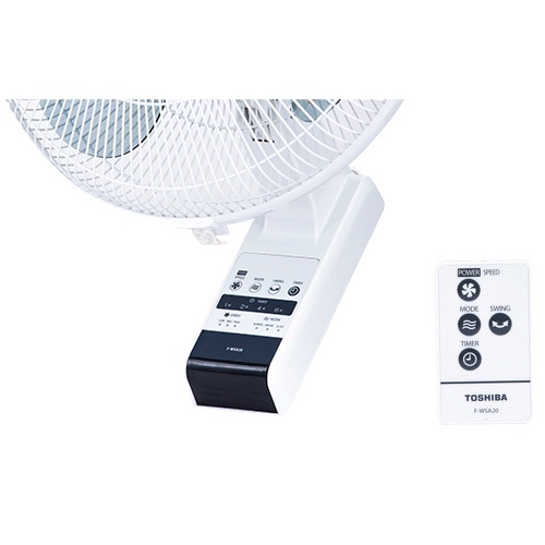 Quạt treo tường Toshiba F-WSA20VN 3 cánh có remote hẹn giờ tắt màu xám - Bảo hành hãng 12 tháng