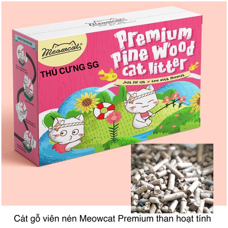 Cát gỗ vệ sinh mèo Meowcat than hoạt tính(viên nén)