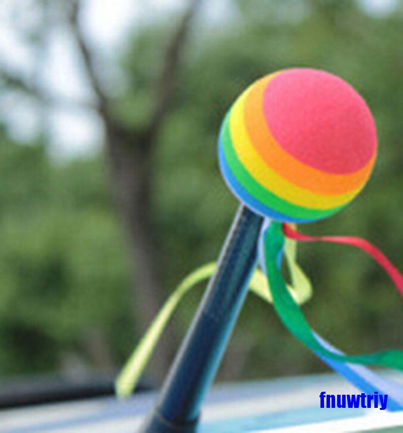 [COD]Car Antenna Toppers Rainbow Ball Colored Ribbon Antenna Balls