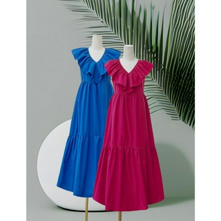 Đầm Maxi bèo cổ tim