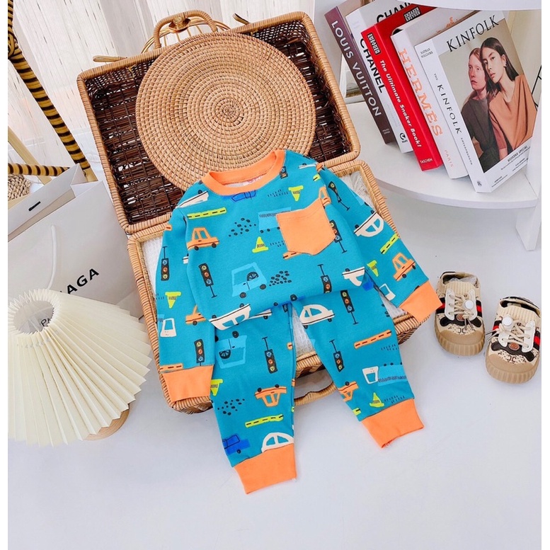 Bộ tay dài xuất dư nằm điều hoà cho bé trai bé gái