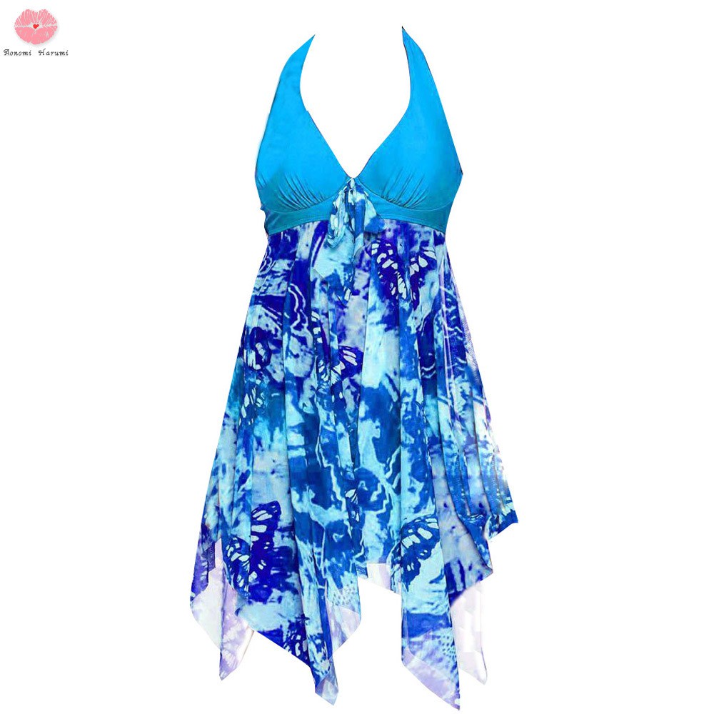 Women Slim Printed Swimwear Irregular Halter Padded Swimwear Swimsuit Beach Swimming Pool