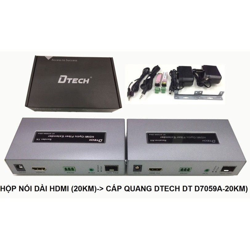 HỘP KÉO DÀI TÍN HIỆU HDMI DTECH DT 7059A 20KM BẰNG CÁP QUANG