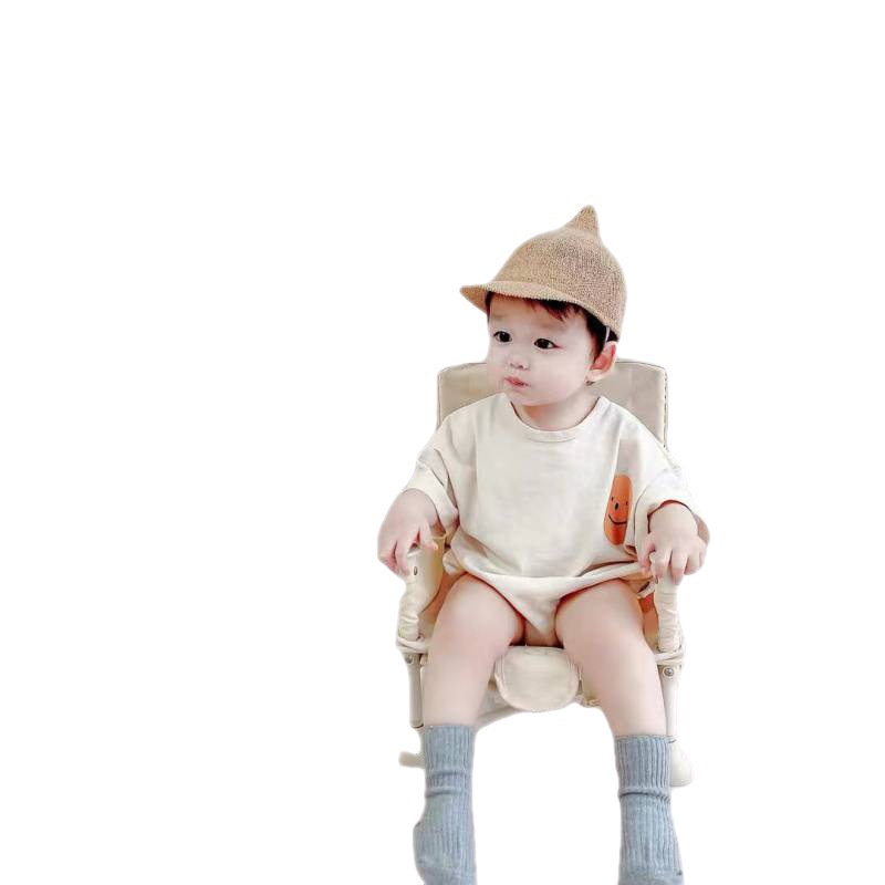 Bộ Áo Liền Quần Tay Ngắn Chất Liệu Cotton In Họa Tiết Hoạt Hình Thời Trang Mùa Hè Cho Bé Trai Và Gái