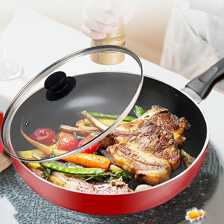 Chảo Chống Dính Sâu Lòng Dùng Cho Bếp Từ Bếp Gas Đáy Từ Kèm Nắp Đậy size 24-26