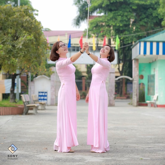 Sét bộ áo dài trơn cổ 2p đủ màu