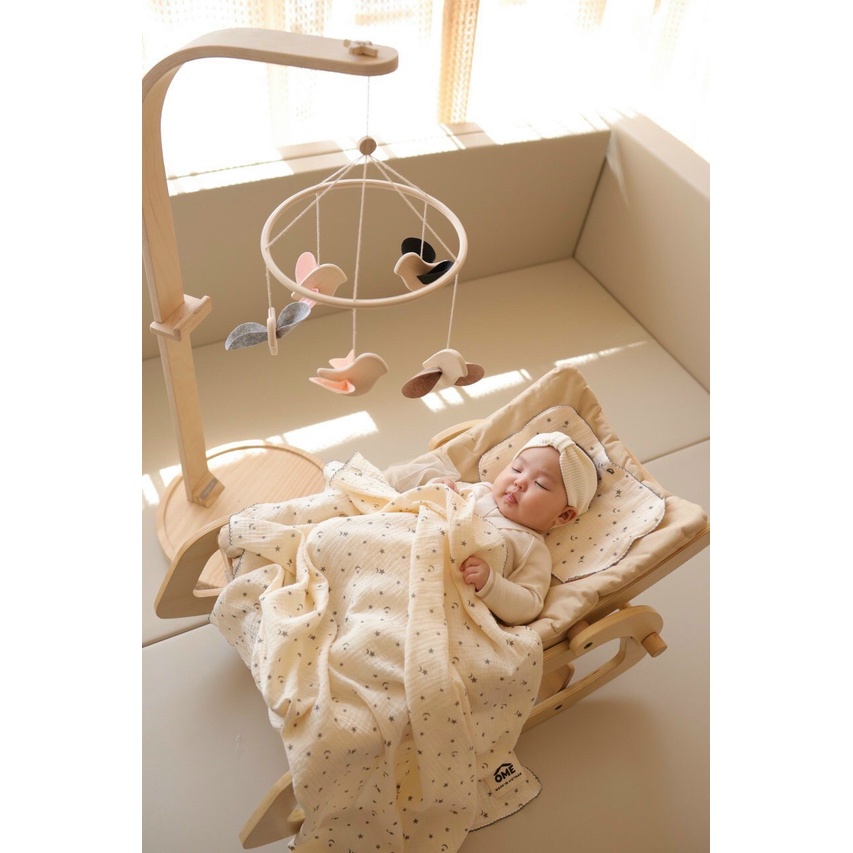 Set chăn lót đầu 2 lớp vải xô muslin OME cao cấp cho bé