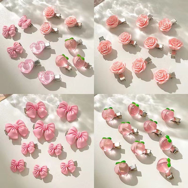 PVN47506 Kẹp Tóc Mini Đính Nơ Hình Trái Tim/Nơ Màu Hồng Dễ Thương Phong Cách Hàn Quốc Cho Nữ Giá Rẻ