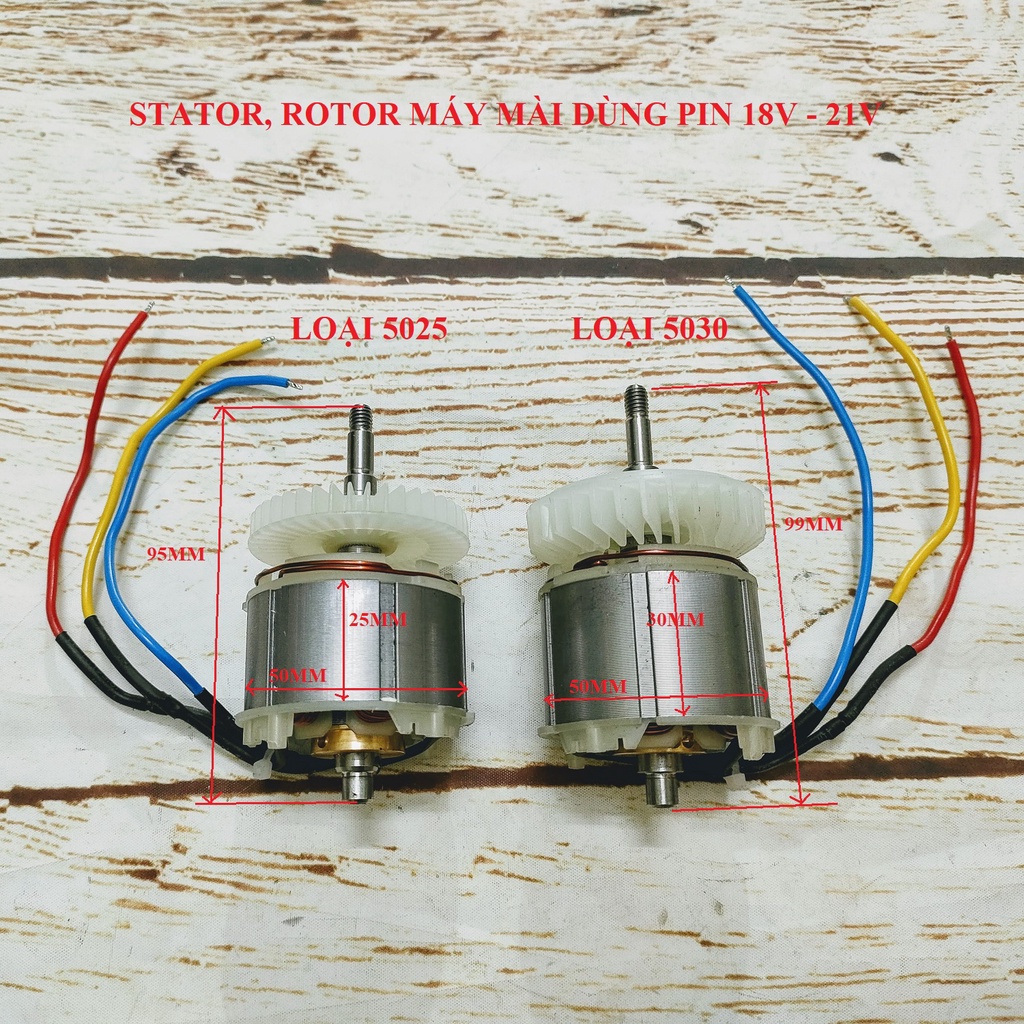 SV Bộ stator + rotor máy mài không chổi than dùng pin 18V - 21V (cuộn dây + cục từ)