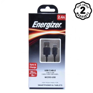 [Freeship toàn quốc từ 50k] Cáp sạc Energizer Micro-USB tròn dài 20cm cho Android (Đen)