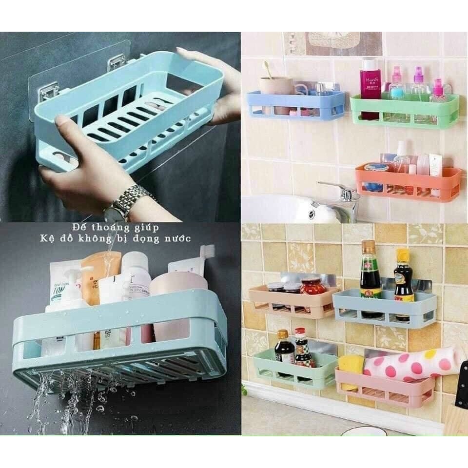 Kệ dán tường đa năng tiện lợi, kệ nhựa để đồ nhà tắm, giá treo tường đựng đồ nhà bếp