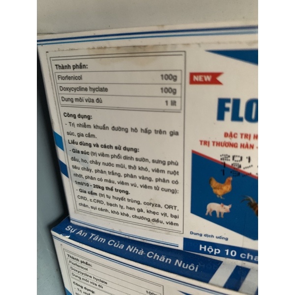 10 lọ FLOSAL 10ml - thương hàn, hen, chướng diều trên gà, vịt, ngan, gia súc