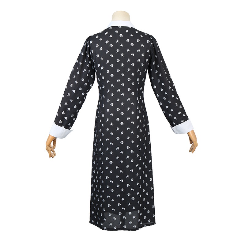 Đầm Hóa Trang Halloween Thành Nhân Vật Addams Màu Đen Phong Cách Gothic Cho Nữ