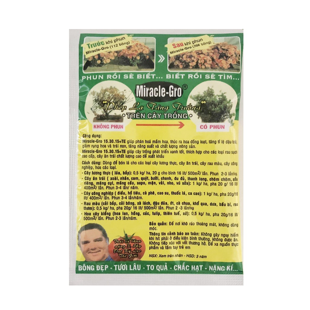 PHÂN BÓN LÁ Miracle-Gro 15-30-15+TE