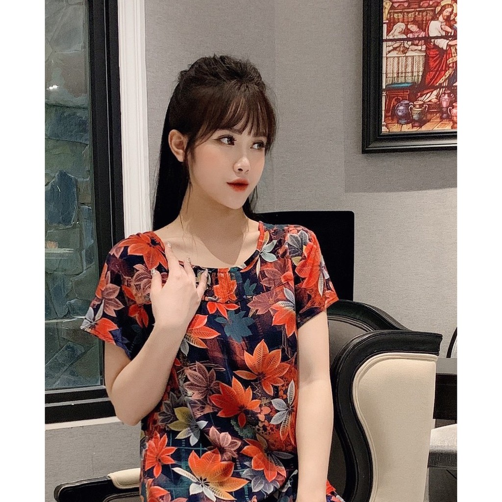 Bộ đồ mặc nhà trung niên lanh nhung Vicci áo cộc,quần dài BGDM.082