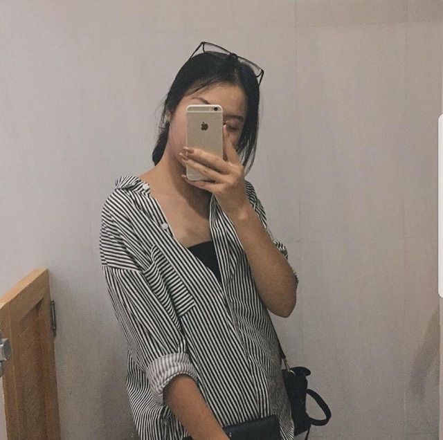 Sơ mi sọc oversize xám đen