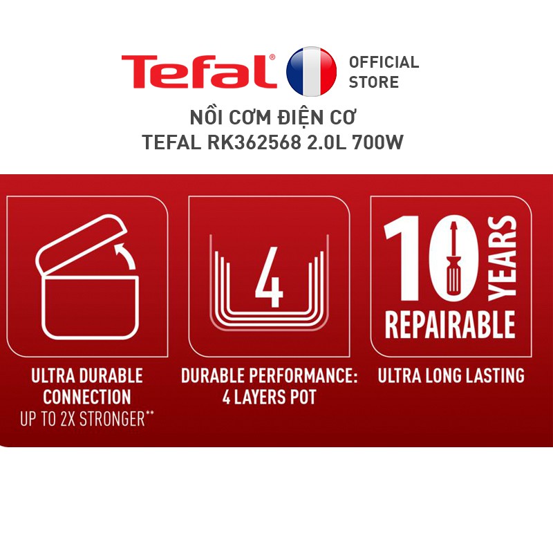 [Mã ELHADEV giảm 4% đơn 300K] Nồi cơm điện tử Tefal RK362568 - 2.0 L, 700W Hàng chính Hãng