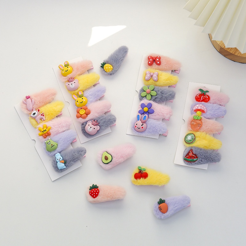 Set 5 Kẹp tóc LÔNG đính nơ đáng yêu cho bé - Nhiều mẫu