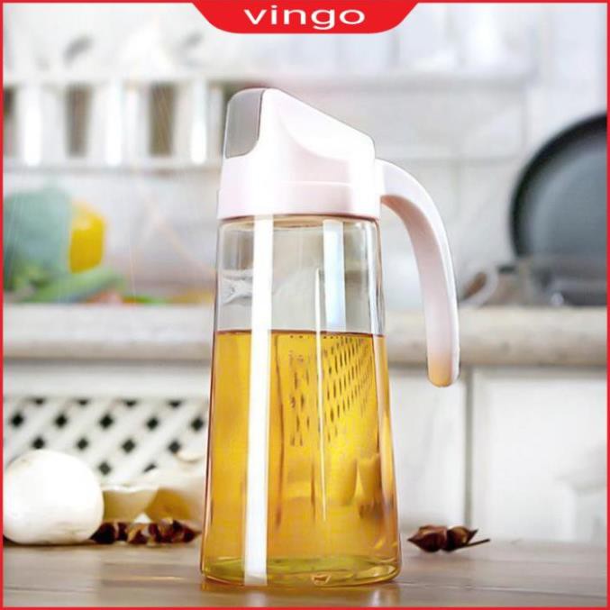 Chai đựng dầu ăn thủy tinh 630ml, bình đựng dầu ăn nước mắm xì dầu tự động đóng mở nắp