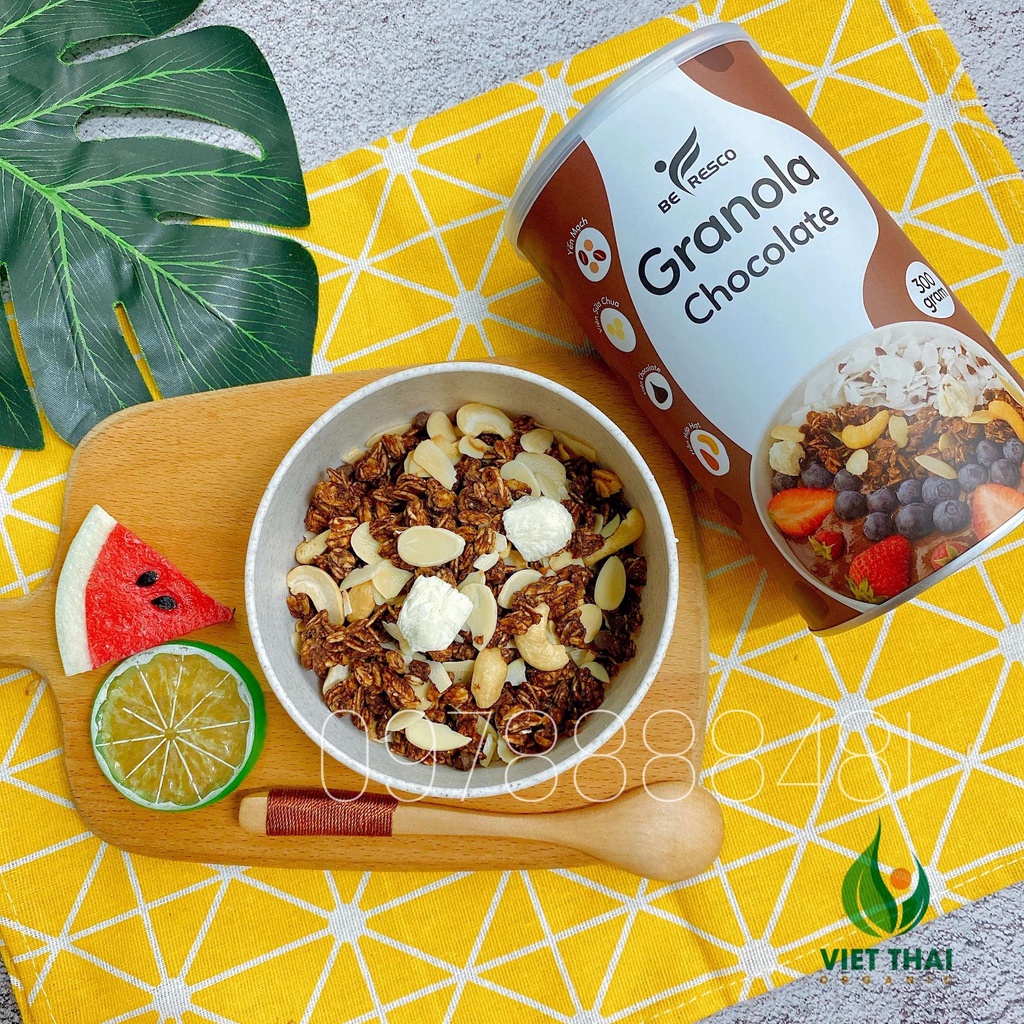 Ngũ Cốc Granola Chocola Ăn Sáng Giảm Cân Mix Sữa Chua Trái Cây Hoa Quả (300G)