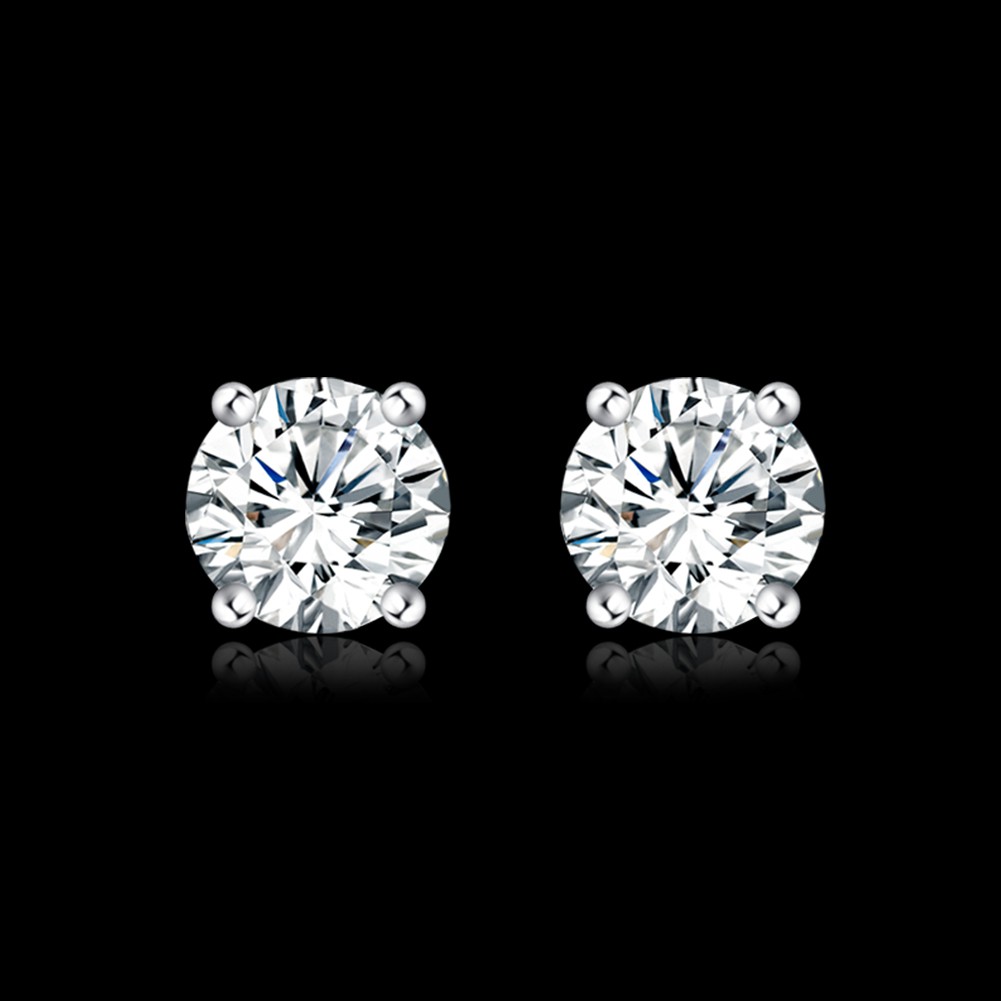 Khuyên tai đính đá zircon đơn siêu lấp lánh phong cách Hàn Quốc dễ phối đồ thời trang cho học sinh/nhân viên văn phòng