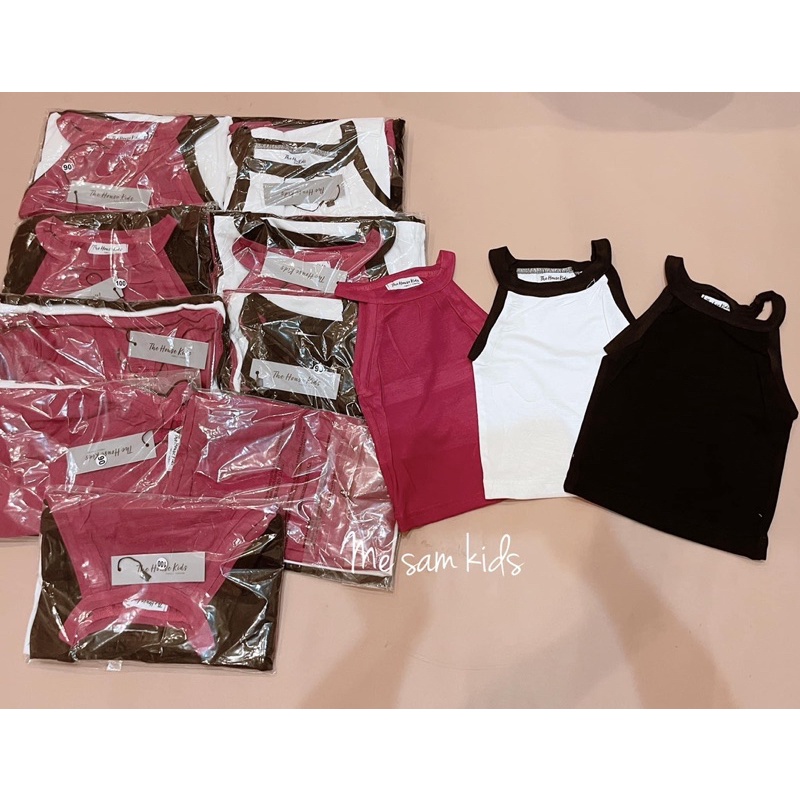 Áo yếm hai dây bé gái 100% cotton cao cấp thoáng mát đen/trắng/hồng - Samyy_vn