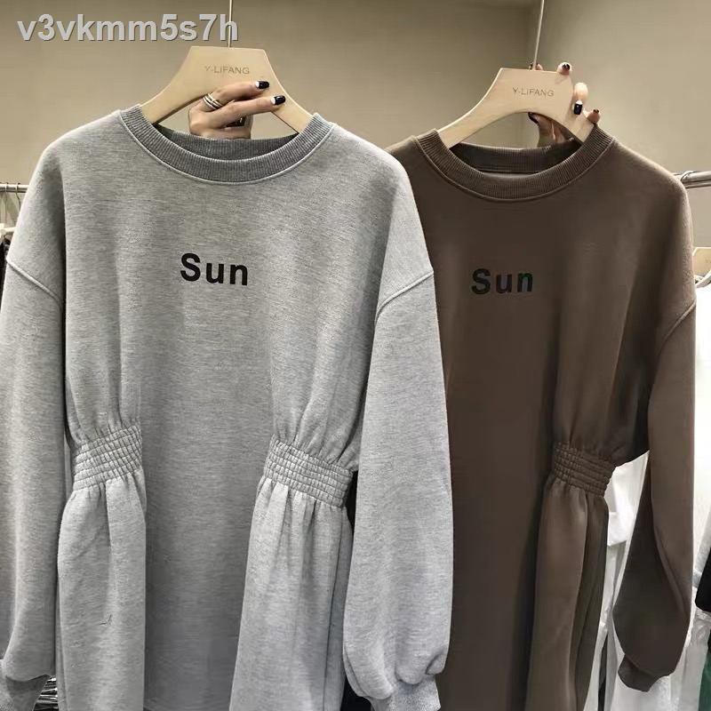 Korean version of the autumn and winter new round neck waist was thinner in long letter casual sweater dress women plus | BigBuy360 - bigbuy360.vn
