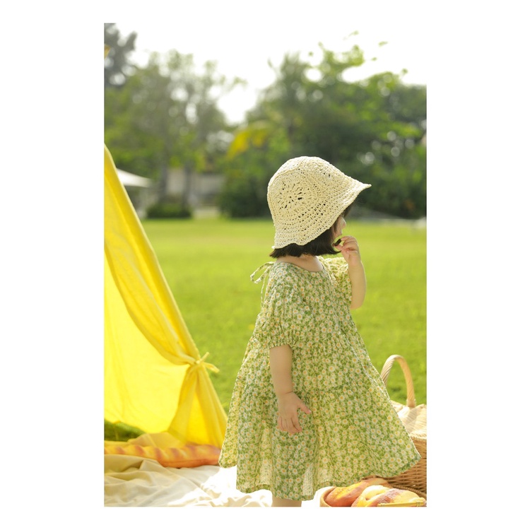Váy bé gái maxi họa tiết hoa cúc xanh đầm bé cực xinh Mini Kids G04