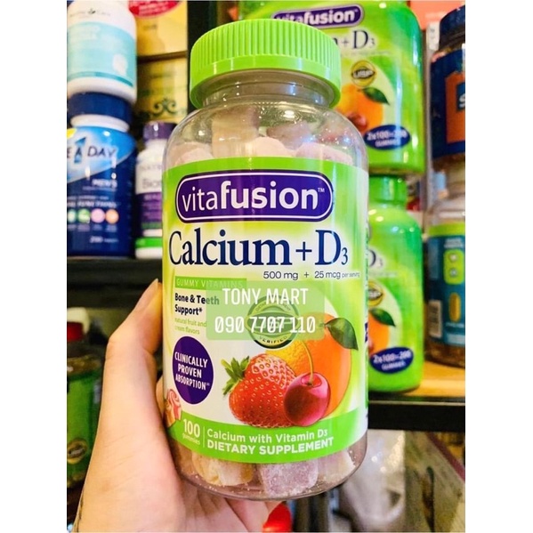 KẸO DẺO VITAMIN TỔNG HỢP BỔ SUNG CALCIUM + D3 / VITAFUSION CALCIUM+D3 500MG 100 VIÊN - USA