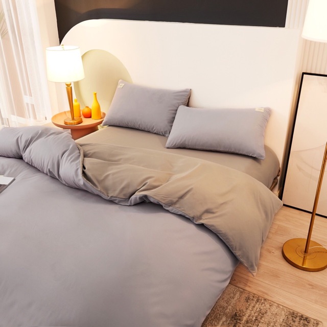 Set Chăn Ga Phối Hai Màu Cotton TC Cực Sanh Chảnh Bền Đẹp (Shinbedding.shop)