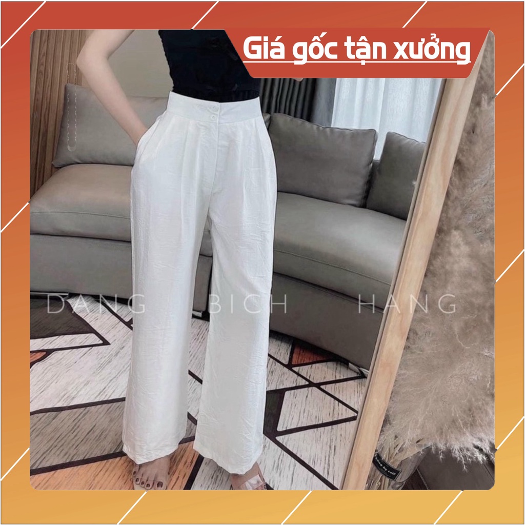 Quần Đũi Nhật, Ống Rộng, Dài - Quần Culottes Đũi Dáng Dài Ống Rộng Siêu Hot Dáng Suông - Cạp Chun Khoá Thật Siêu Mát 164