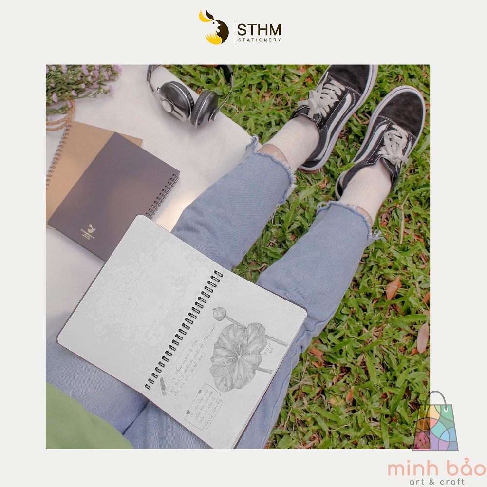 SỔ TAY VẼ CHÌ - SKETCHBOOK - GIẤY KEM TRƠN 130GSM 100 TRANG