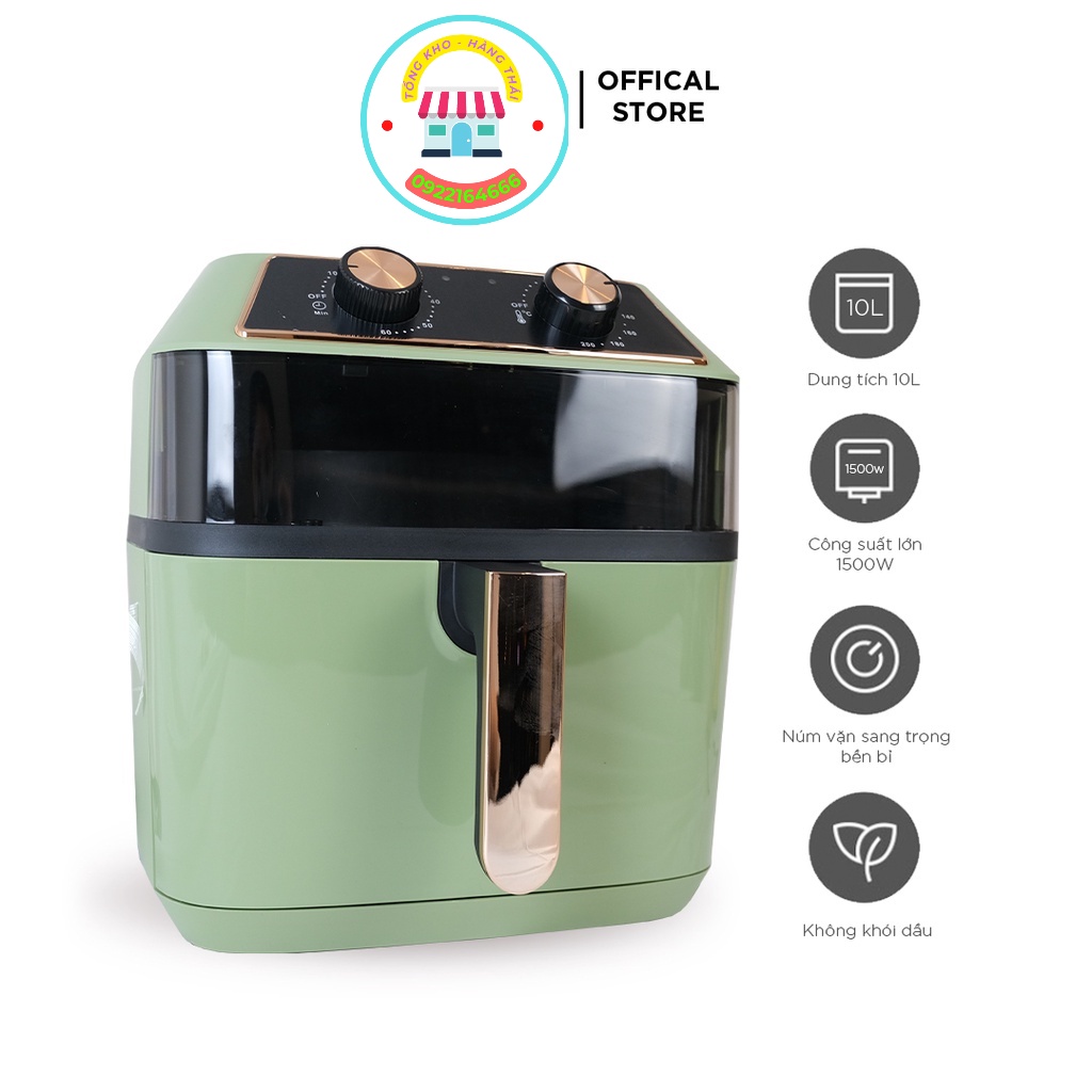 Nồi Chiên Không Dầu Nineshield 10L KB-8001M Đảm Bảo Vệ Sinh Không Gian Sử Dụng Và An Toàn Cho Người Nội Trợ ( SP002406)