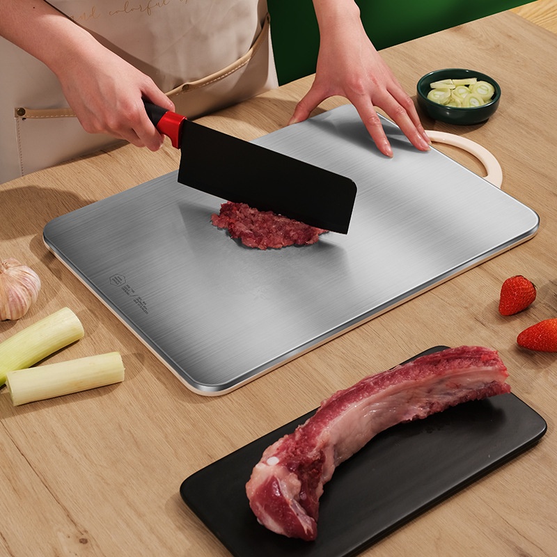 Thớt Inox 304 và nhựa kháng khuẩn kích thước 32x23cm hai mặt cao cấp  an toàn vệ sinh thực phẩm