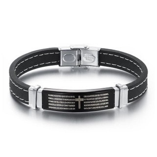 Vòng Tay Bùa Hộ Mệnh Bằng Thép Không Gỉ Mặt Thánh Giá Thời Trang Cổ Điển 21CM Cho Nam