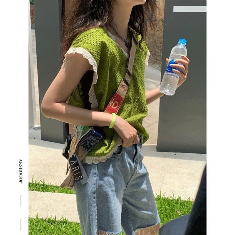 IMAODOU Áo dệt kim sát nách cổ chữ V rộng rãi thời trang mùa hè phong cách Hàn Quốc dành cho nữ | BigBuy360 - bigbuy360.vn