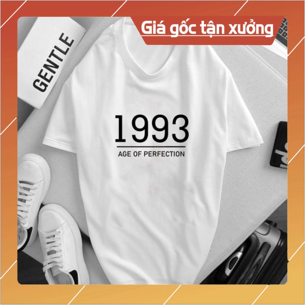 Áo phông màu TRẮNG in năm sinh 1990,1991,1992,1993,1994  [FREESHIP] Áo unisex,vải cotton xịn