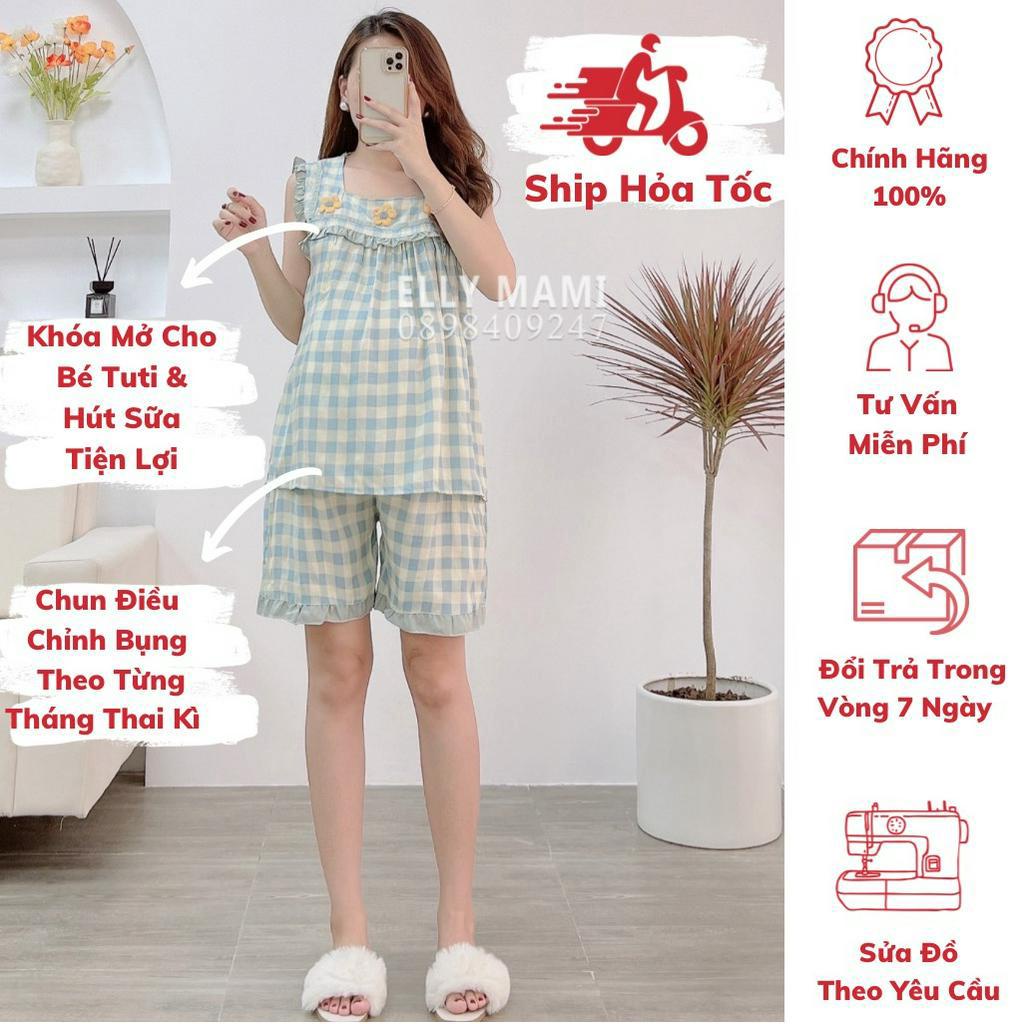 ( 40kg - 85kg ) Đồ Bộ Bầu Và Sau Sinh Lửng Nhiều Màu Caro Hoa Lửng Siêu Mát , Nhẹ Tênh Form Dễ Mặc