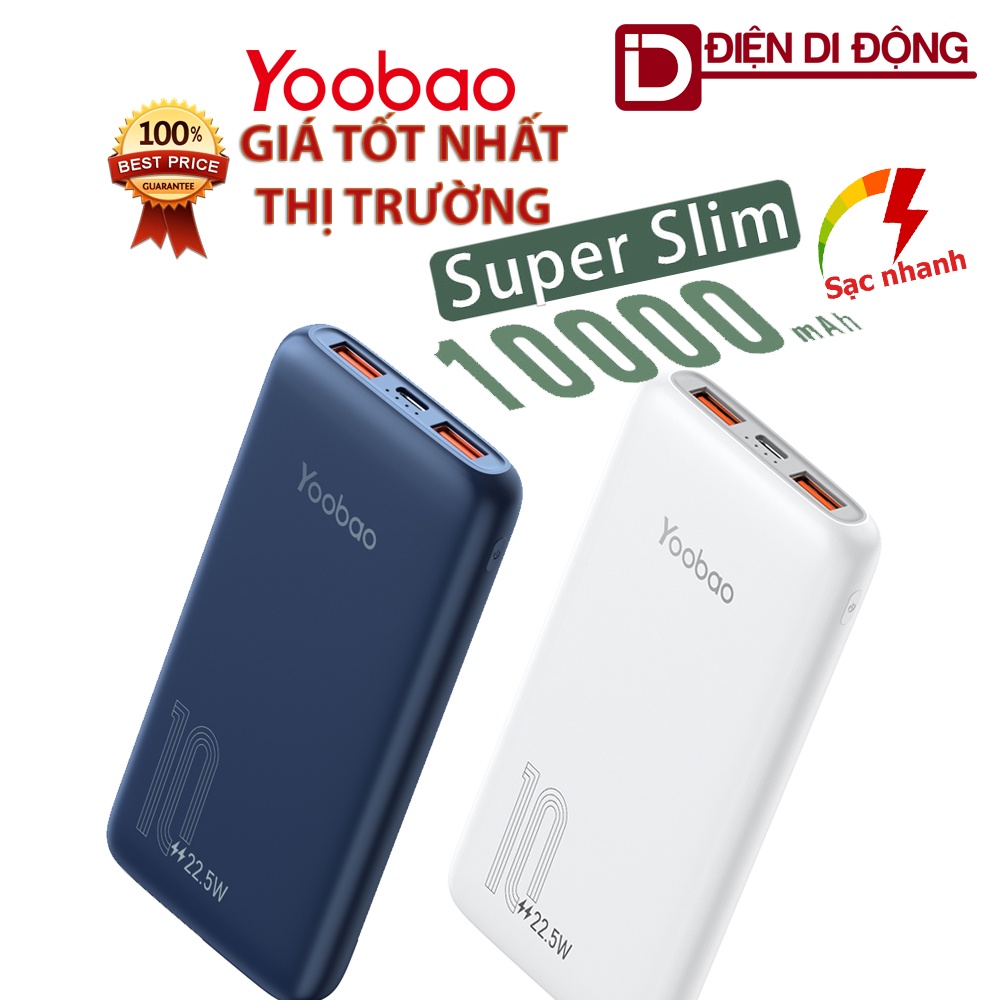 Sạc dự phòng nhanh Yoobao D10Q 10000mAh PD 20W nhiều cổng kết nối BH 12 tháng