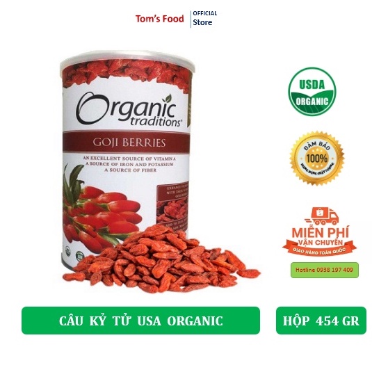 Kỷ Tử Đỏ  💝FREESHIP💝 Hạt KỷTử Sấy Khô Quả To Đỏ Ngọt Organic Traditions Nhập Khẩu Mỹ