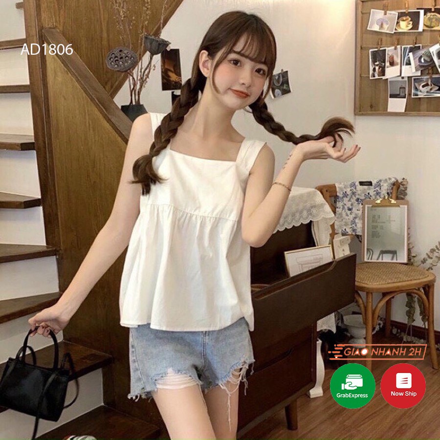 Áo hai dây bản to TNT ❤️FREESHIP - hàng thiết kế❤️ áo 2 dây babydoll thắt nơ sau lưng chất thô lạnh mềm nhẹ mát